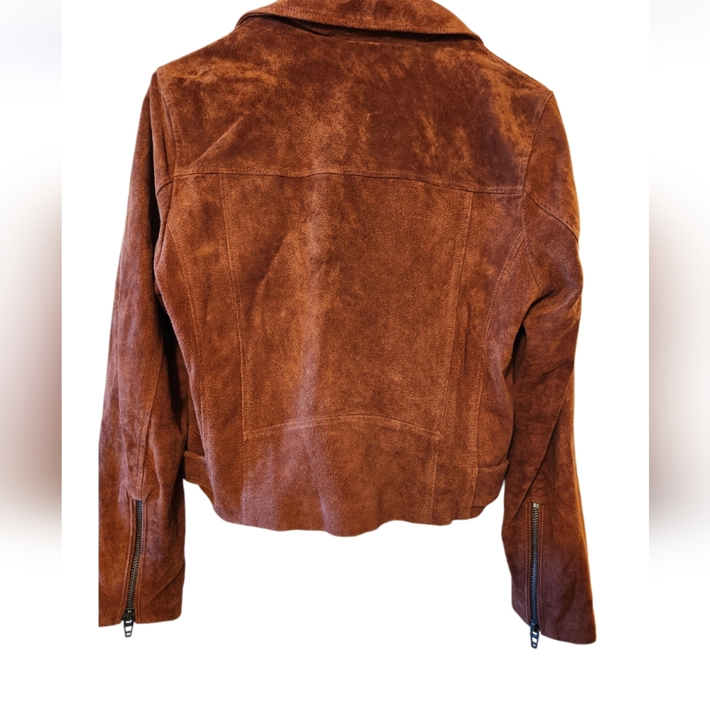 NWT BLANK NYC RUST BURNT ORANGE SUEDE MOTO JACKET L - Picture 8 of 8